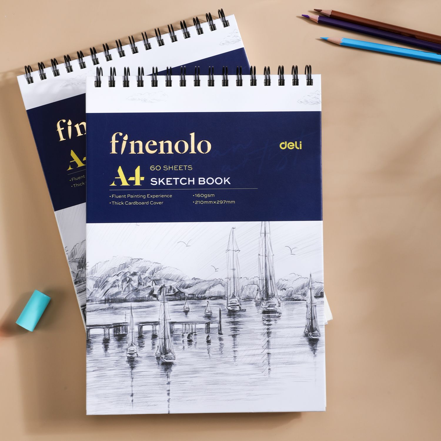 Альбом для графики Finenolo 160г/м2 A4 60л спираль по длинной стороне твердая обложка - фото 11