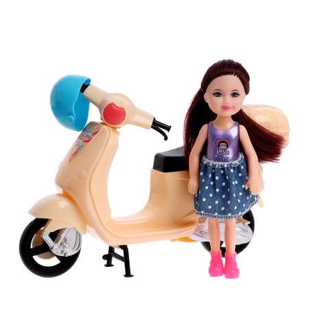 Кукла Sima-Land малышка «Катя» с мопедом и аксессуарами брюнетка