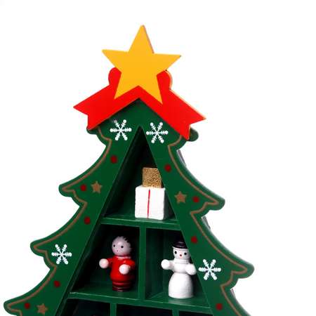 Новогодний сувенир Лесная мастерская «Ёлка с ячейками под подарки» 14.5 × 19.5 см зелёная