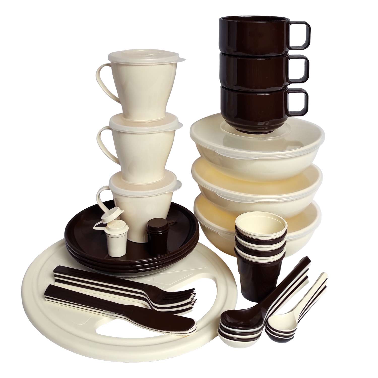 Набор посуды Solaris на 3-6 персон ванильно-шоколадный Расширенный - фото 1