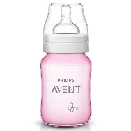 Бутылочка Philips Avent Classic+ SCF573/13 Бабочка 260 мл 1 мес+ Розовая (SCF573/13)