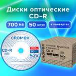 CD-R диски CROMEX для записи музыки фото видео набор 50 штук 700 мб