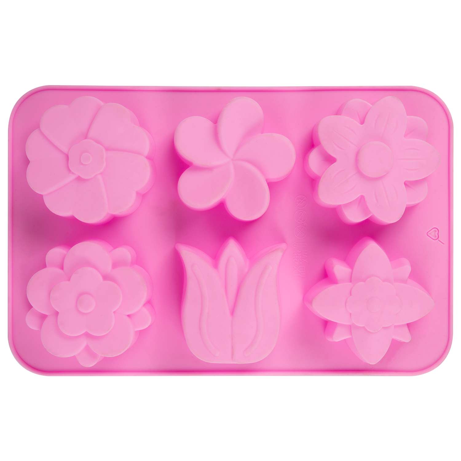 Форма для выпечки mObility силиконовая цветы розовый - фото 2