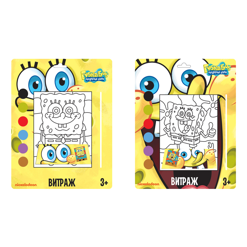 Витражная картина Spong Bob(Губка Боб) 17х19 см в ассортименте - фото 1