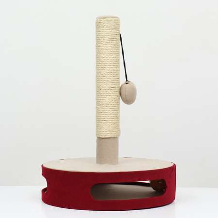Когтеточка-столбик Пижон на подставке основание игрушка с шариком 34х46 см бордо