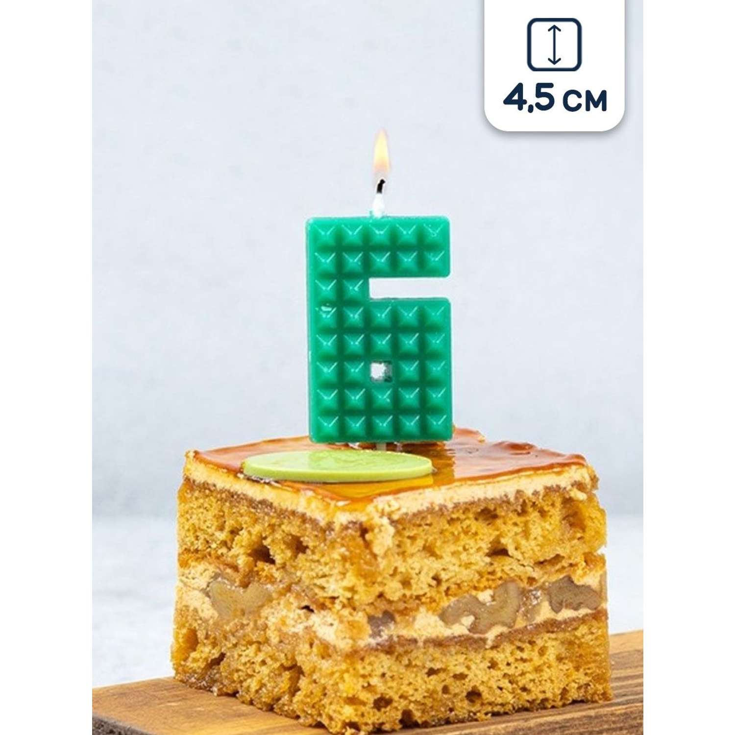 Свеча для торта Riota цифра 6 Майнкрафт 4.5 см - фото 2