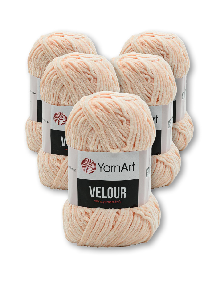 Пряжа для вязания YarnArt Velour 100 г 170 м микрополиэстер мягкая велюровая 5 мотков 869 пудровый - фото 3