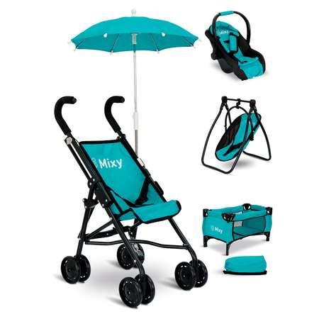 Коляска для кукол Buggy Boom набор 6 в 1 бирюзовый