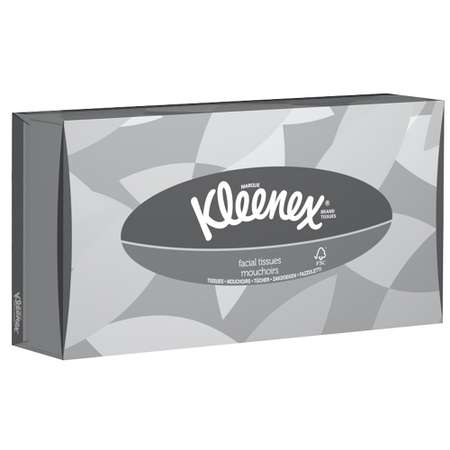 Бумажные салфетки KLEENEX для лица серая коробка 18.6 х 21.6 см 100 шт