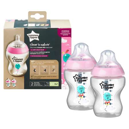 Бутылочки Tommee tippee 260мл 2шт Розовый 42255079