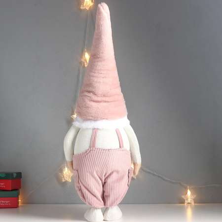 Кукла интерьерная Зимнее волшебство «Дед Мороз только нос в розовом вельветовом комбинезоне» 70х25х19 см