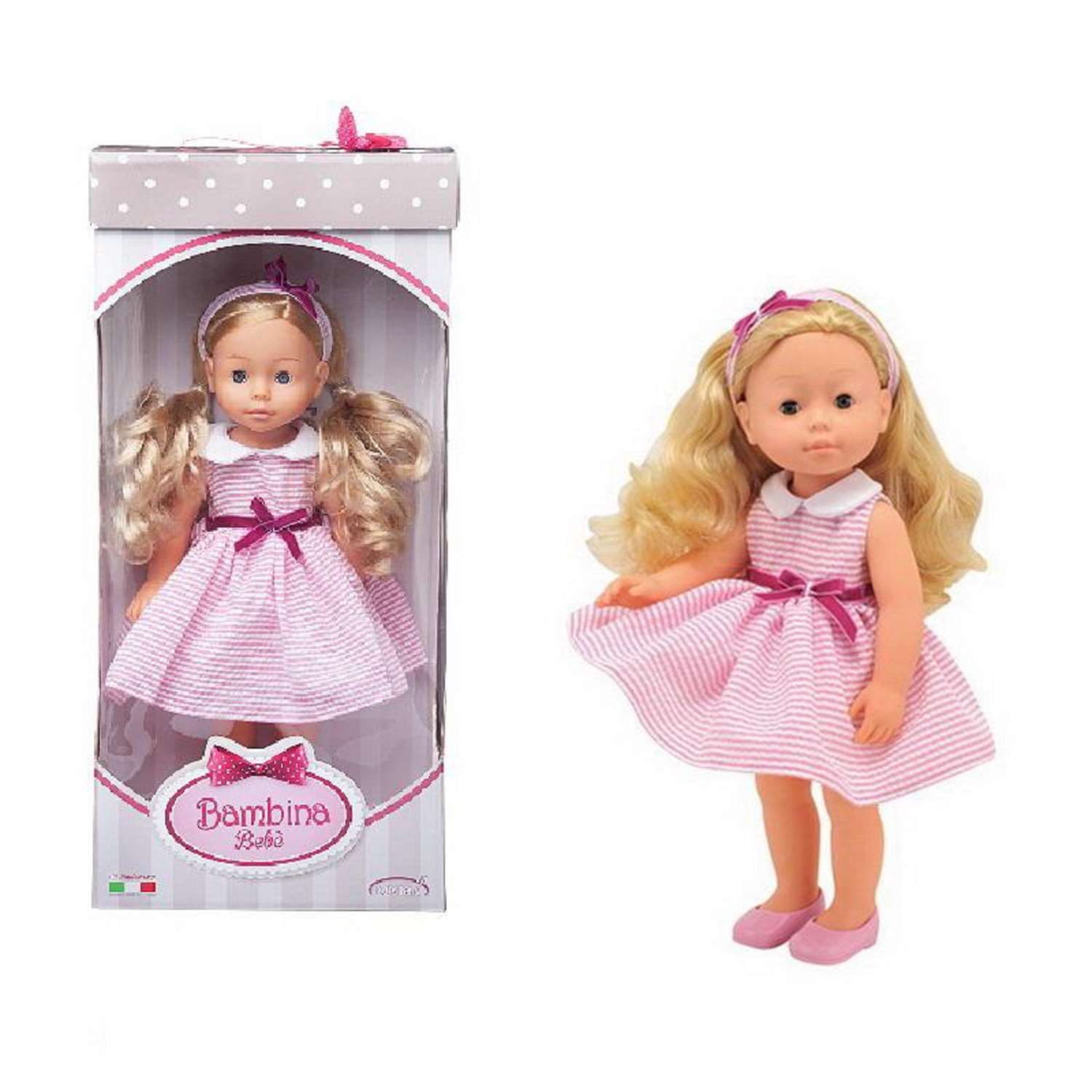 Кукла DIMIAN Bambolina boutique 40 см розовое полосатое платье BD1600-M37/полосатое - фото 2