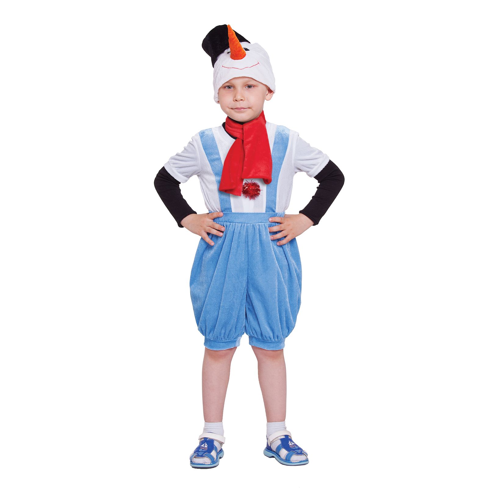 Карнавальный костюм Страна карнавалия Снеговик с черным ведром  рост 110-116 см 2493587 - фото 1