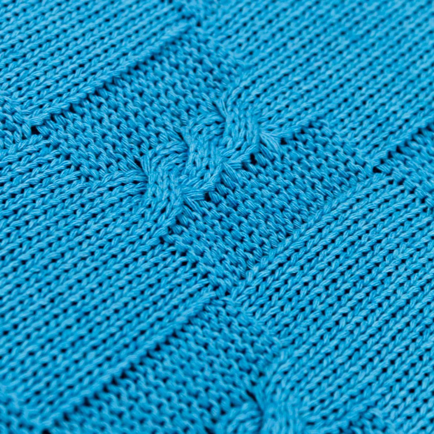 Плед-покрывало детский вязаный WARM WHIFF D-12 голубой на выписку в коляску в кроватку на лето 90x110 - фото 4