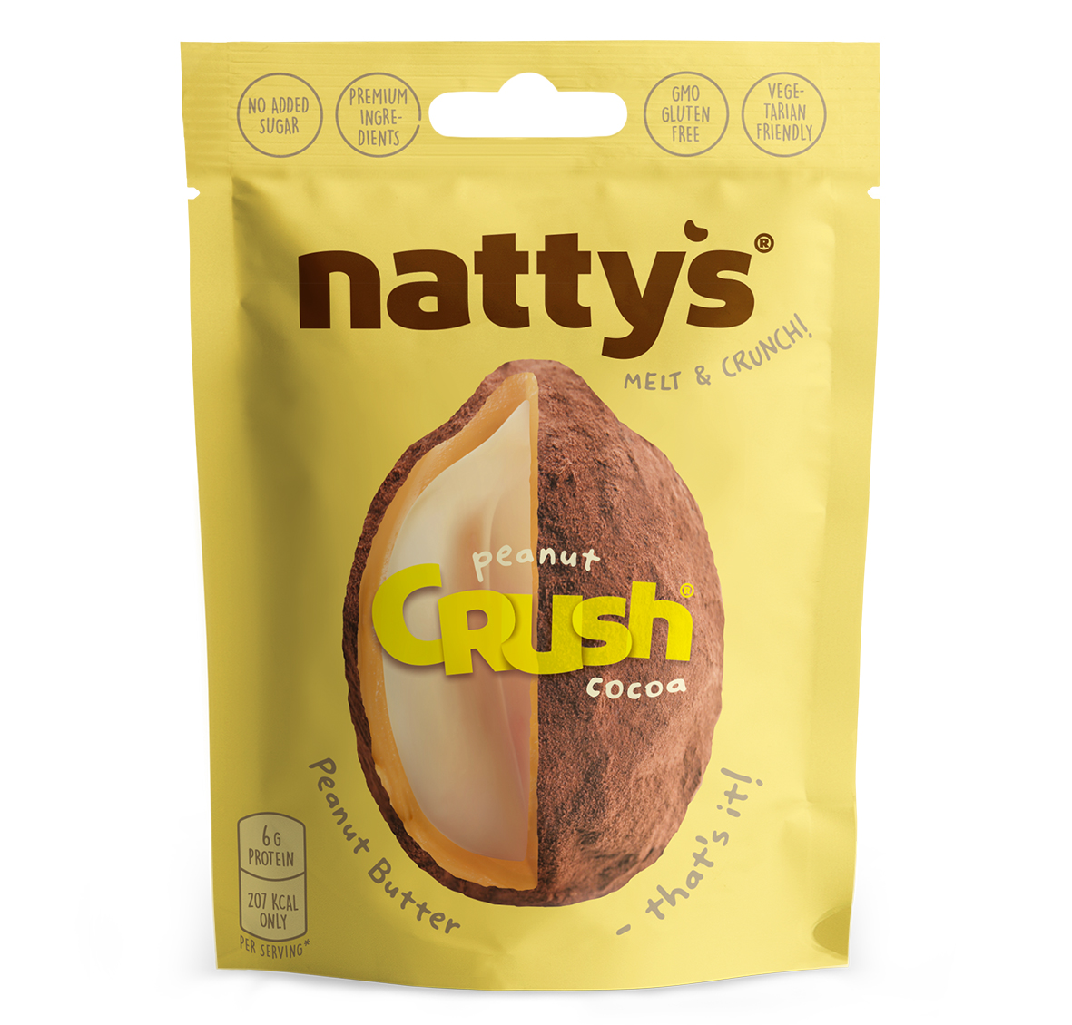 Драже ореховое Nattys CRUSH Peanut с арахисом в арахисовой пасте и какао 35 гр - фото 1