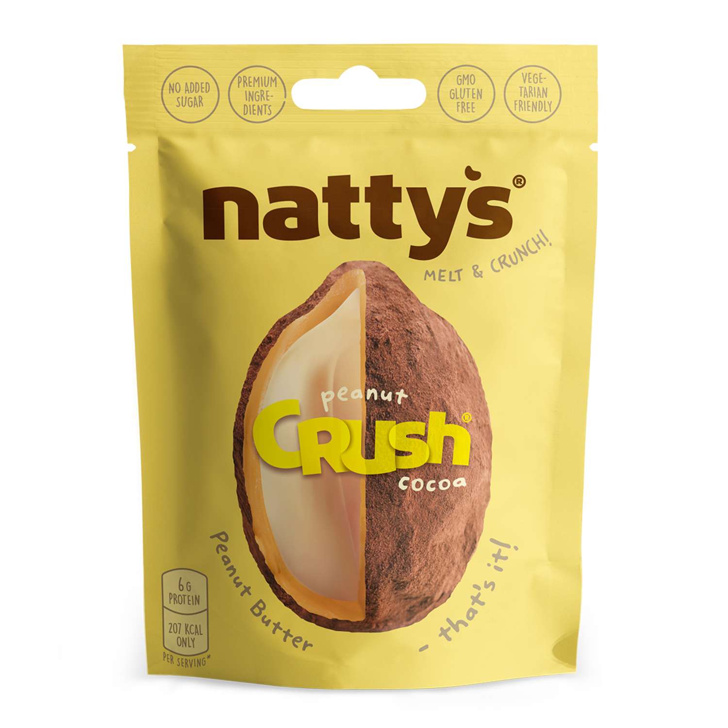Драже ореховое Nattys CRUSH Peanut с арахисом в арахисовой пасте и какао 35 гр - фото 1