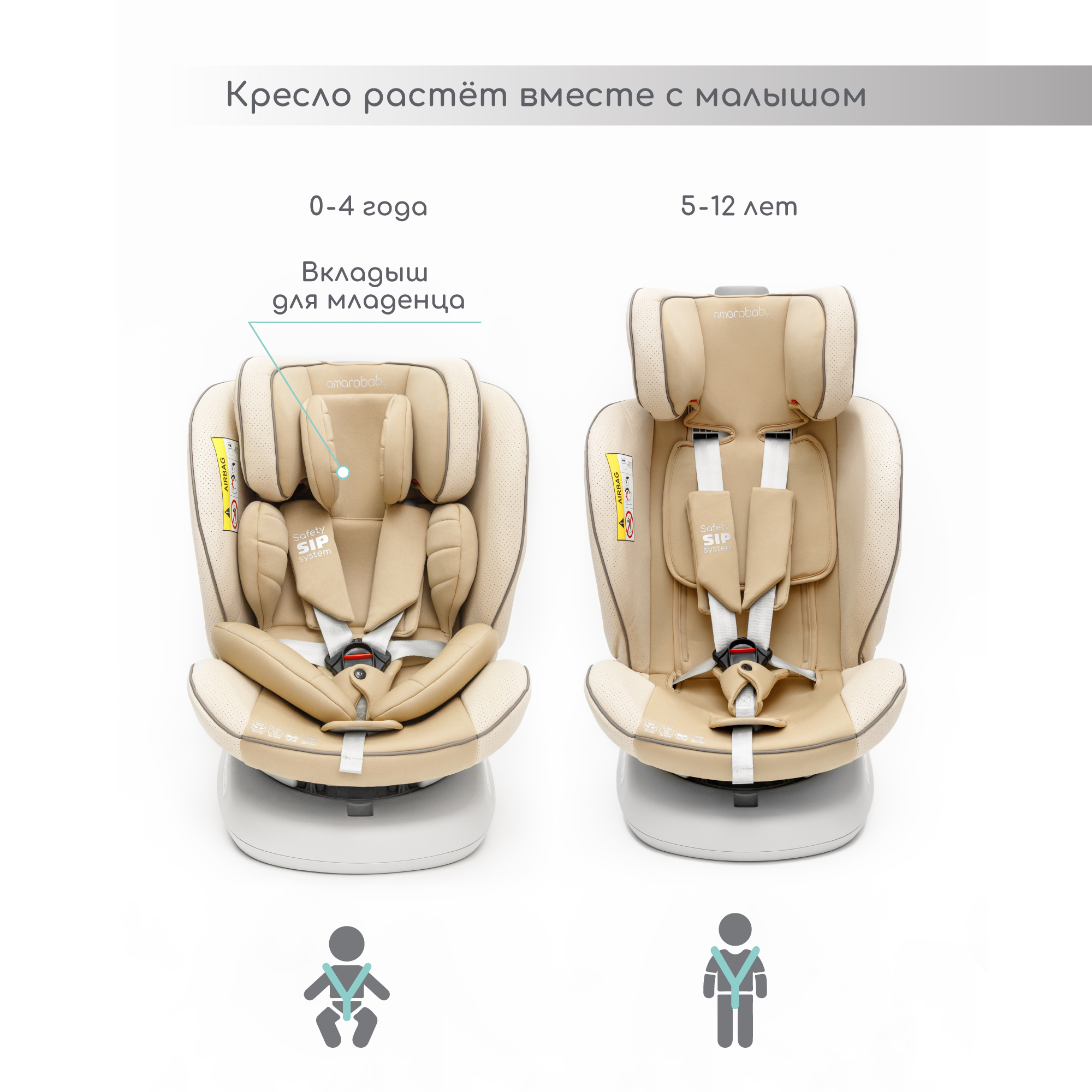 Автокресло Amarobaby Сhampion Isofix класс D группа 0+/1/2/3 Бежевый - фото 8