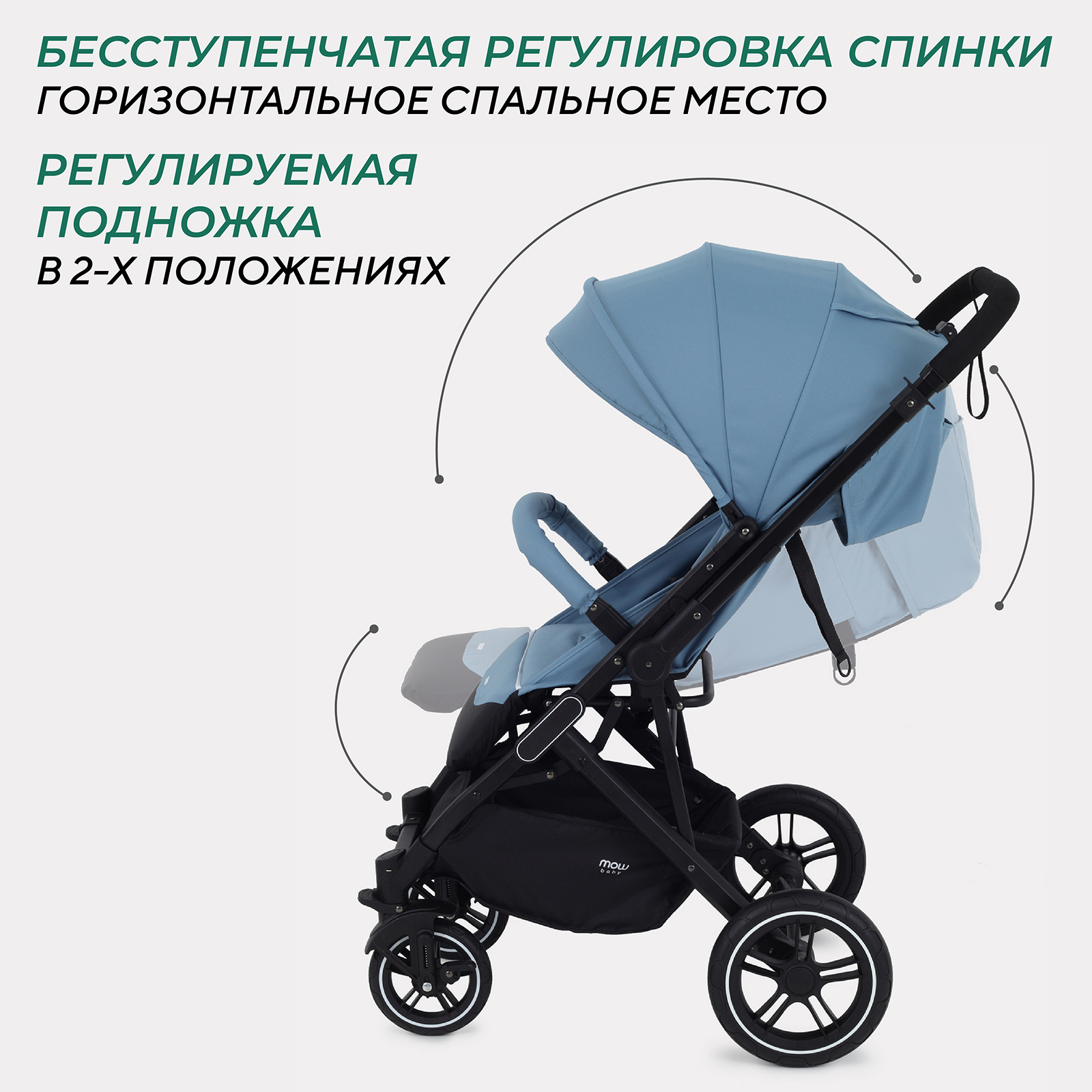 Коляска детская MOWbaby Turbo 2.0 MB021 Blue - фото 7