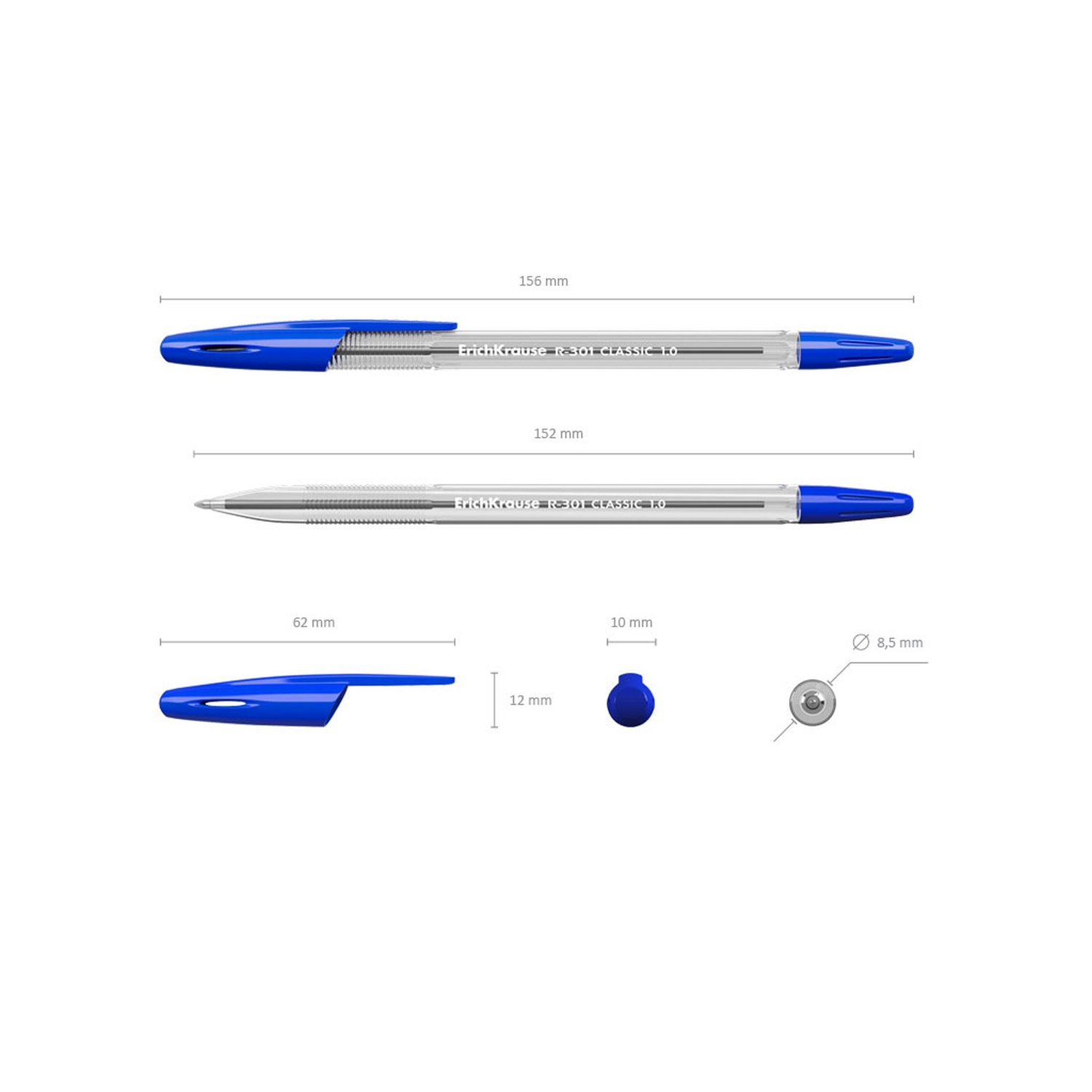 Ручка шариковая ErichKrause R-301 Stick Classic 1.0 синий 43184 - фото 2