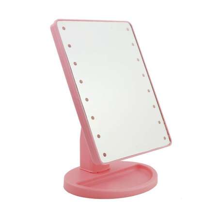 Зеркало настольное Keyprods косметическое с подсветкой розовое