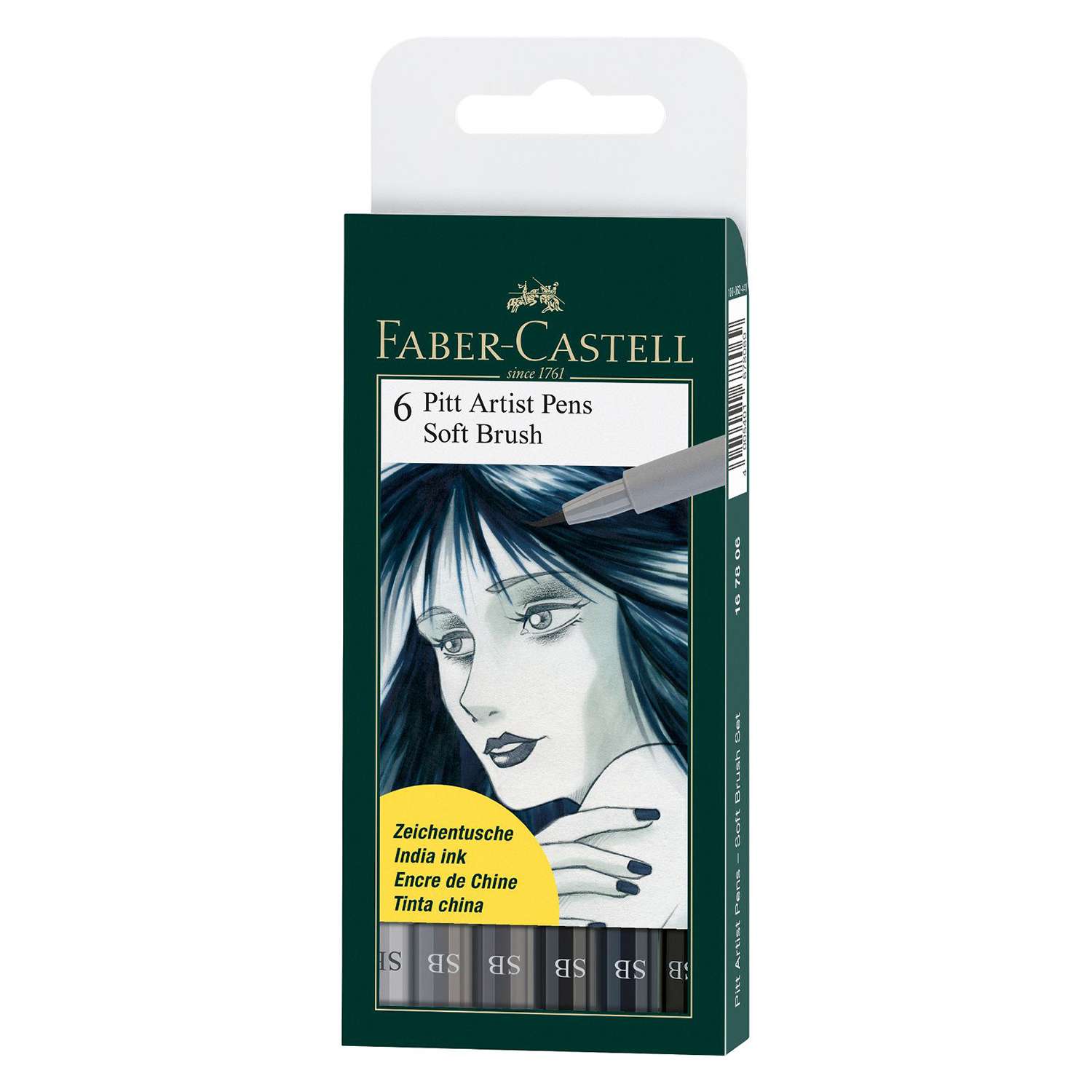 Набор ручек Faber Castell капиллярных Pitt Artist Pen Soft Brush 6 шт. - фото 1