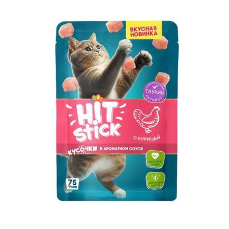 Корм для кошек полнорационный Hit Stick 75г с курицей в соусе