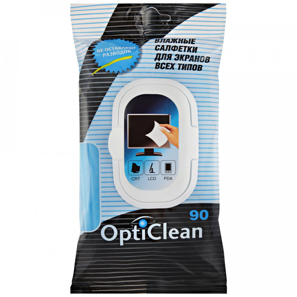 Влажные салфетки Opti Clean для экранов всех типов 90 шт - фото 1