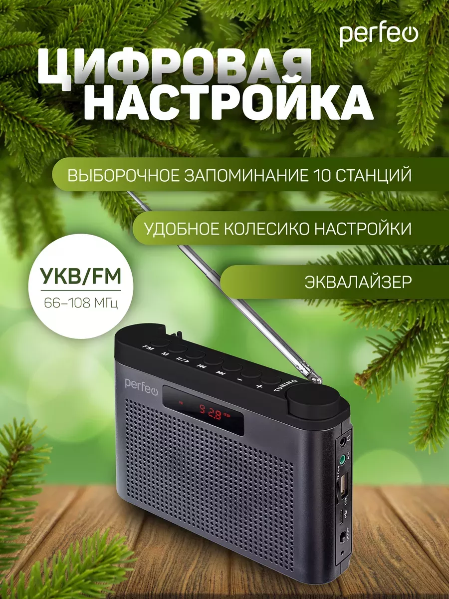 Радиоприемник Perfeo цифровой ТАЙГА FM+ 66-108МГц MP3 встроенный аккумулятор USB серый I70GR - фото 3