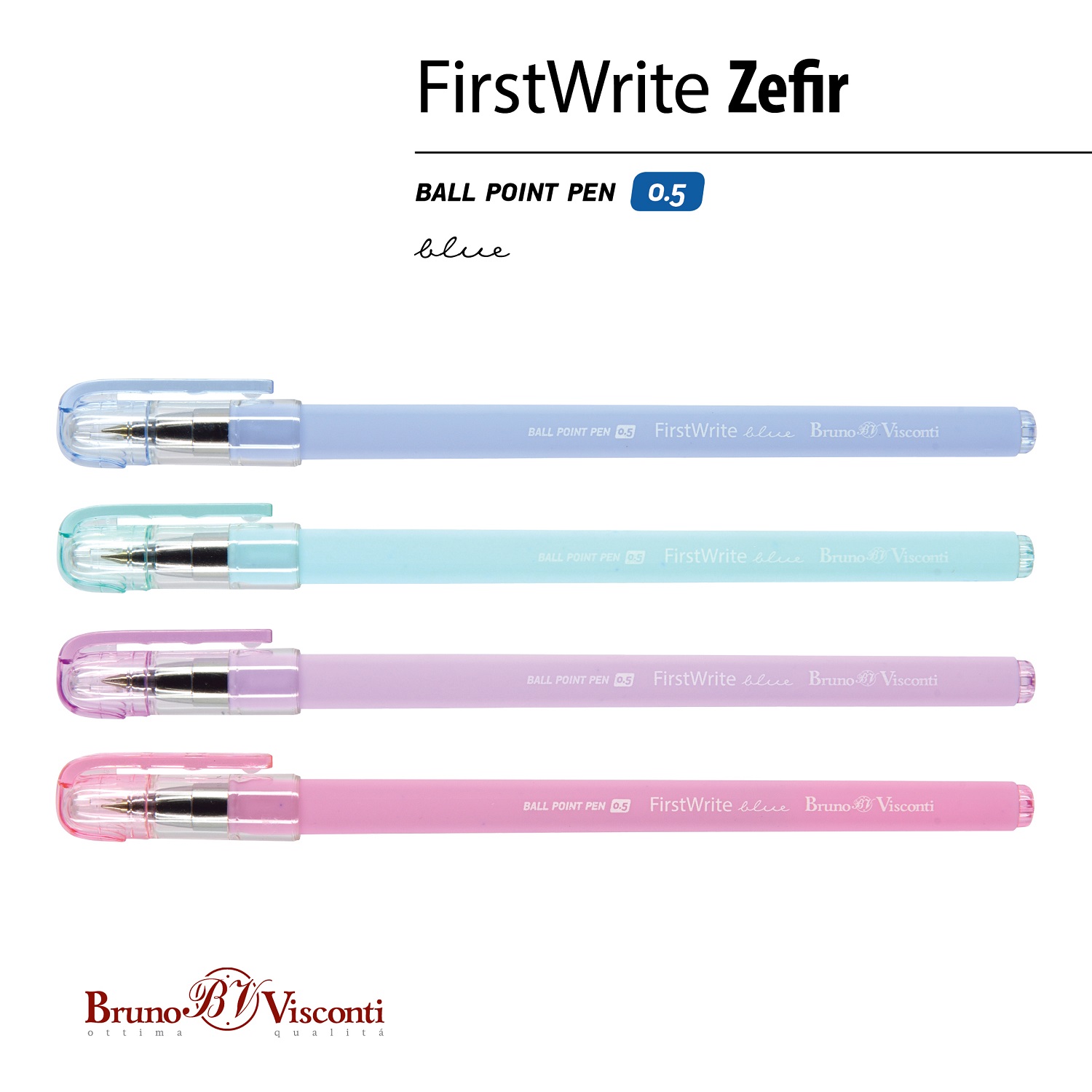 Набор из 5-ти шариковых ручек Bruno Visconti FirstWrite Zefir синие - фото 4