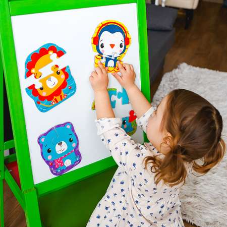 Набор пазлов Vladi Toys мягкие магнитные Baby puzzle Fisher-Price Лев и слоник 2 картинки 7 элементов