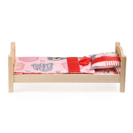 Кроватка для кукол Тутси с двумя спинками светлая деревянная