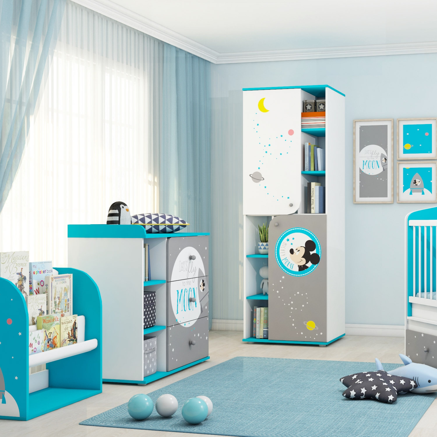 Комод Polini kids Disney baby Микки Маус с 3ящиками Белый-Серый - фото 10