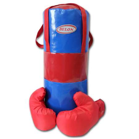 Детский набор для бокса Belon familia груша с перчатками цвет синий и красный