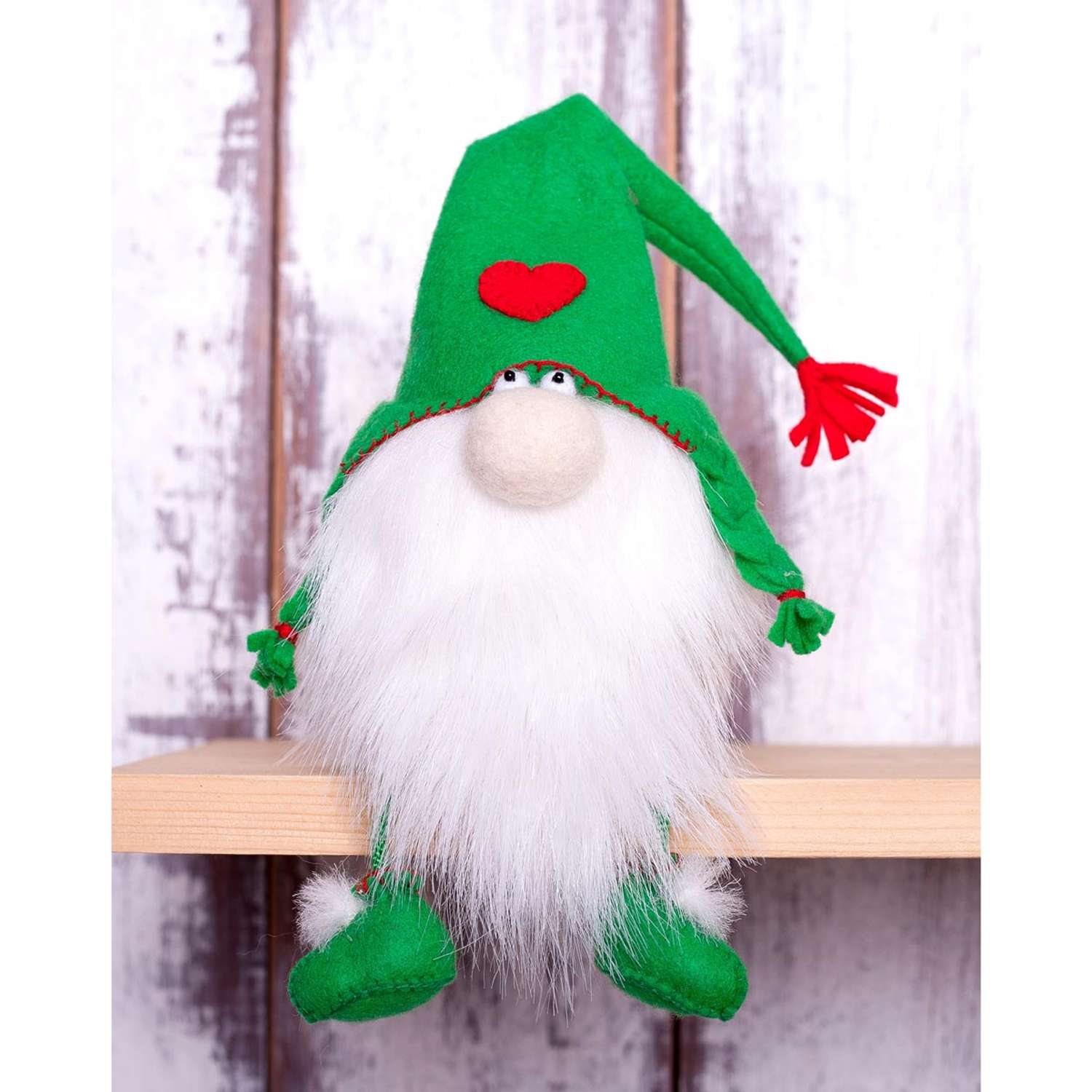 Набор для творчества Кукла Перловка изготовление игрушки из фетра Зеленый гном 15.5 см - фото 1