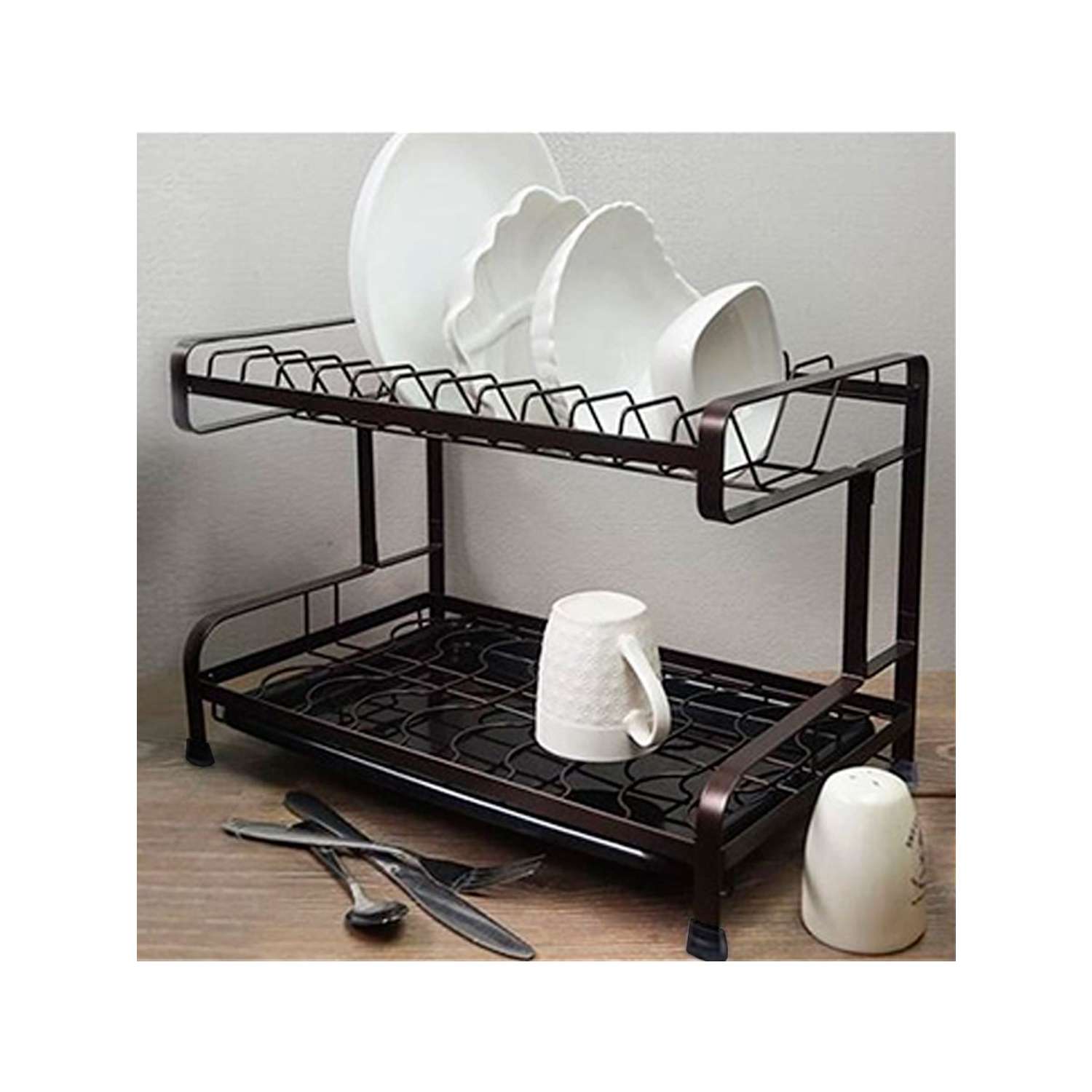 Сушилка для посуды SOKOLTEC Двухъярусная металлическая черная - фото 4