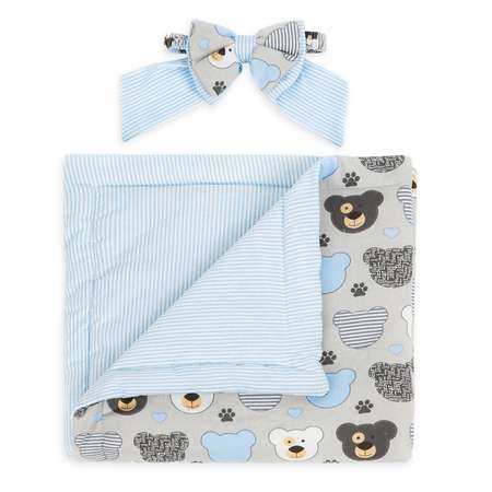 Конверт-одеяло Чудо-чадо для новорожденного на выписку «Времена года» мишки/голубой