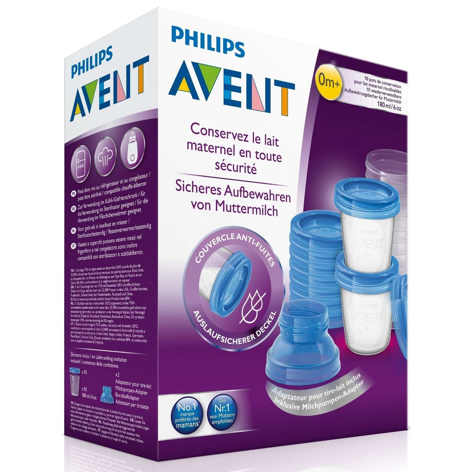 Набор контейнеров Philips Avent с крышкой для хранения грудного молока 180 мл SCF618/10 - фото 6