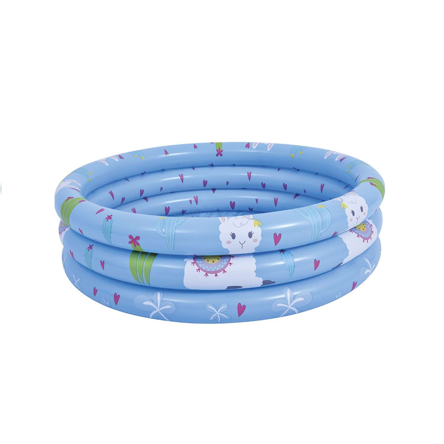 Надувной детский бассейн Jilong Альпака 100х30 см 148 л 3 кольца голубой - фото 1