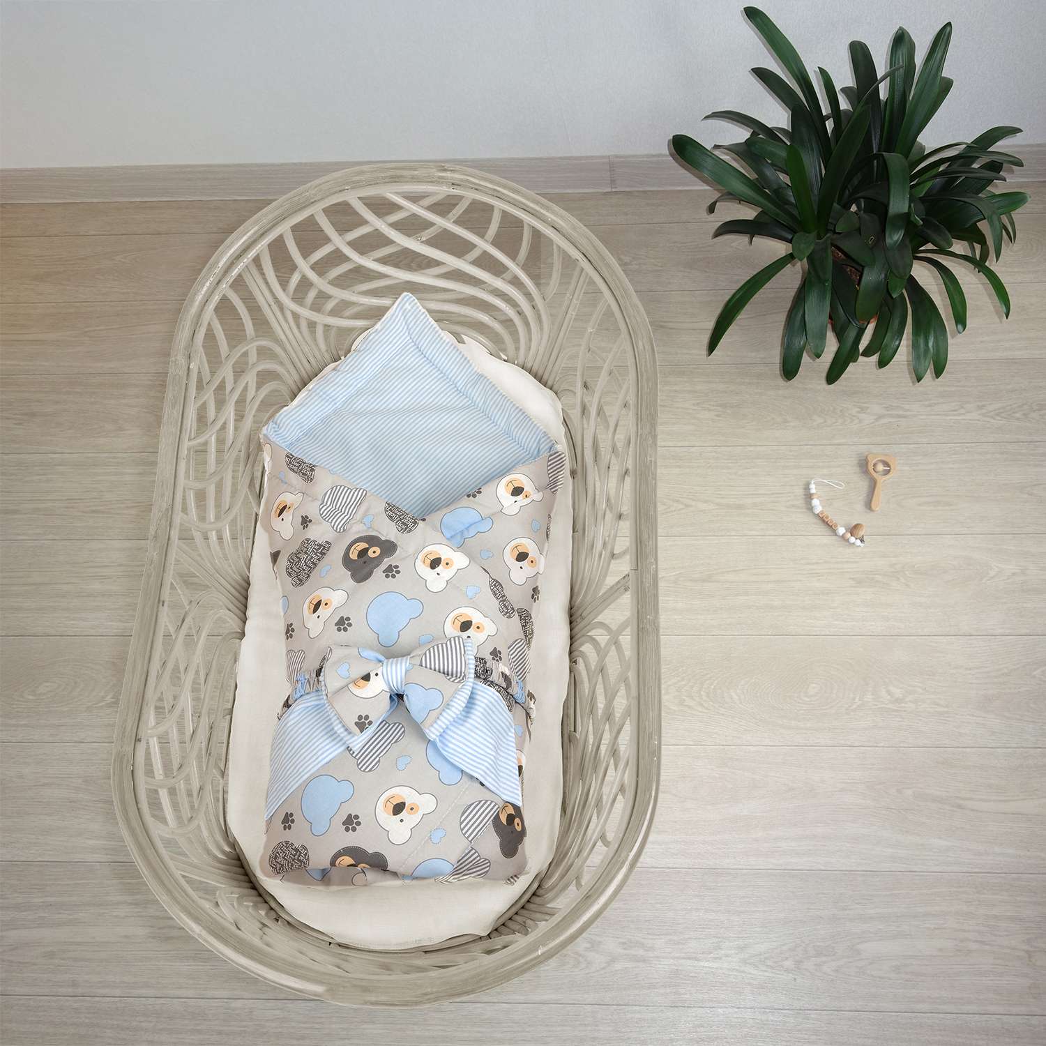 Конверт-одеяло Чудо-чадо для новорожденного на выписку «Времена года» мишки/голубой - фото 7