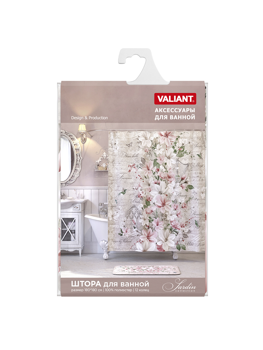 Штора для ванной VALIANT полиэстер 180*180 см Jardin magnolia - фото 5