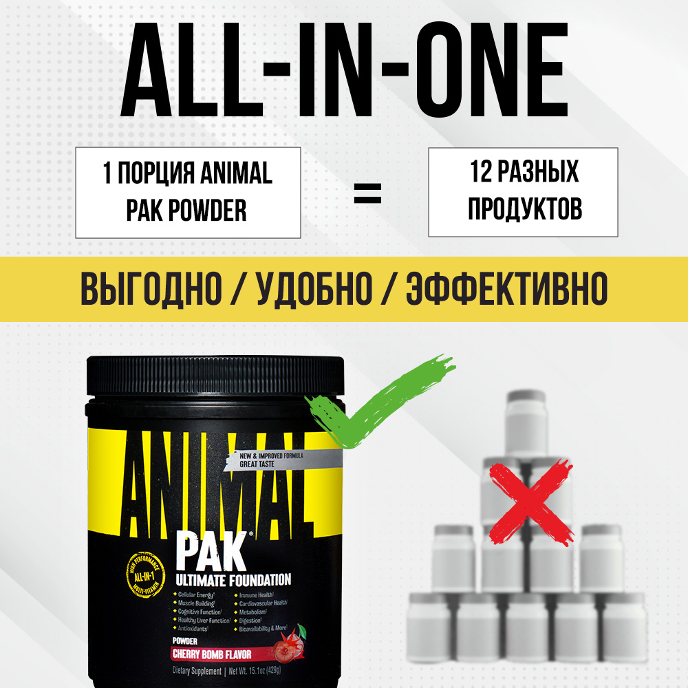 Комплекс витаминов и минералов Animal Pak Powder Вишневая бомба 429 г - фото 5