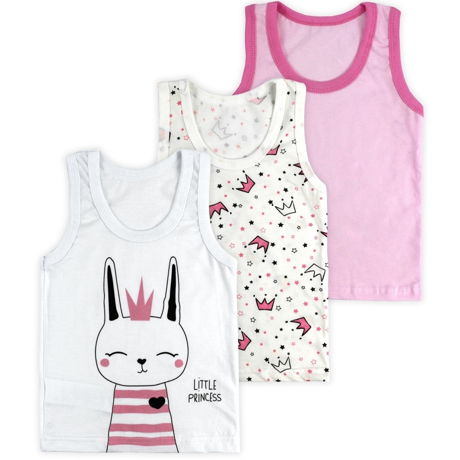 Майка 3 шт Babycollection 356/mkb001/sph/k3/023/p1/W*dмолочный розовый - фото 1