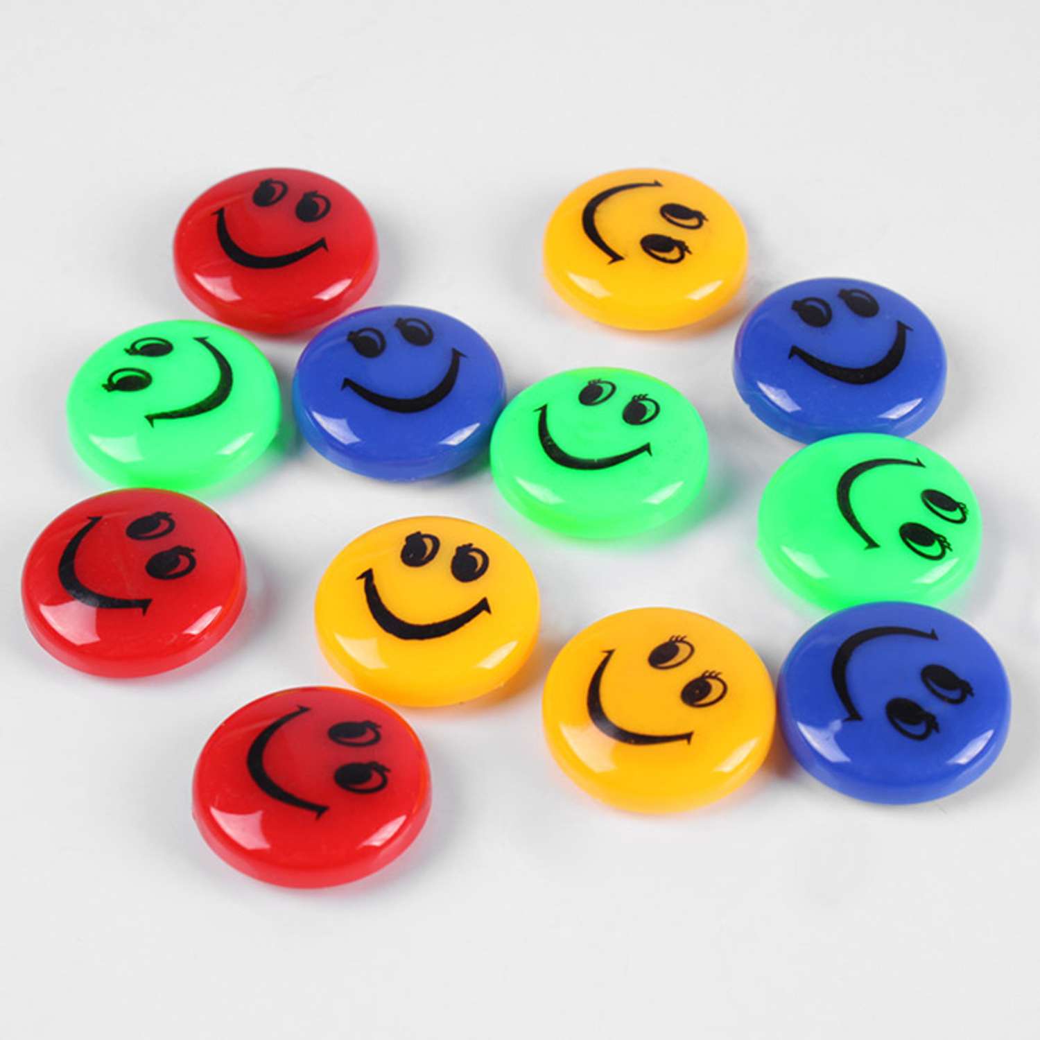 Магниты для доски Darvish канцелярские школьные разноцветные диаметр Смайлики 3 см 12 шт - фото 1