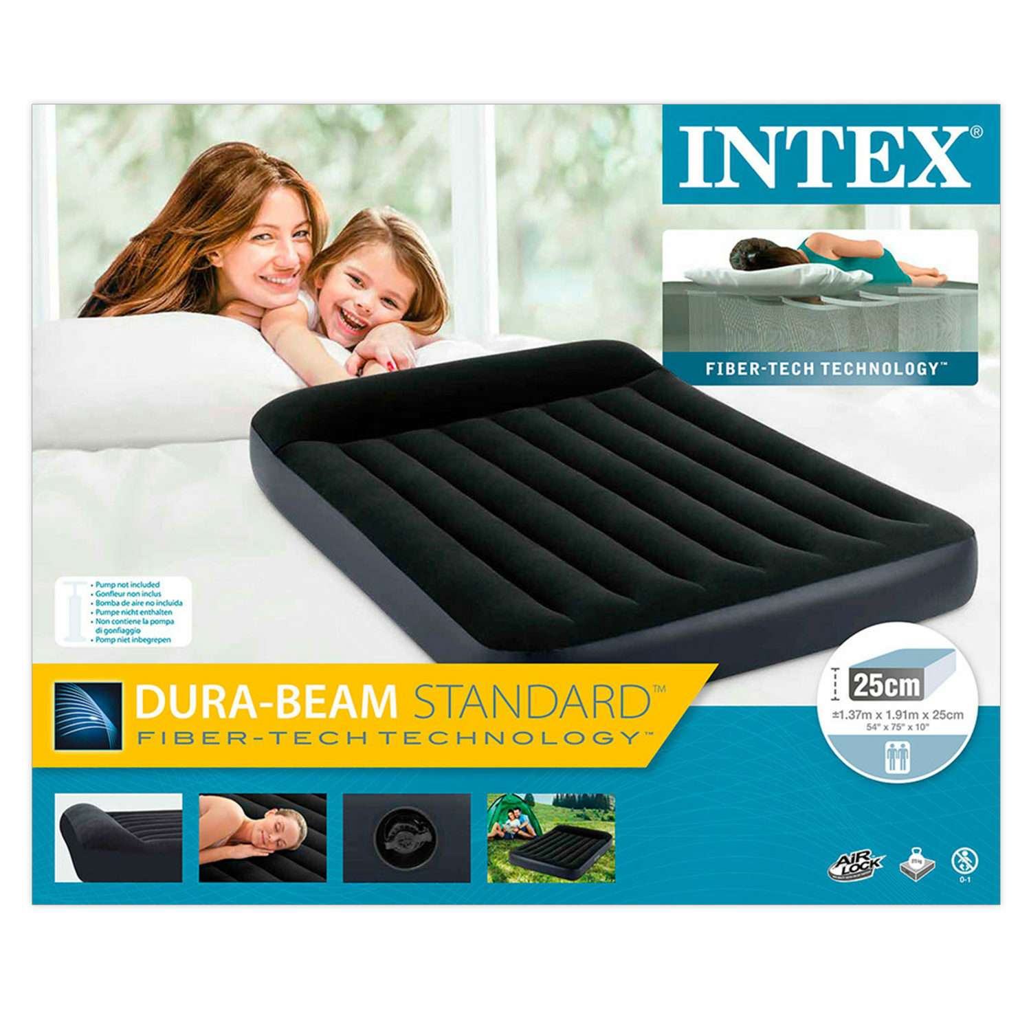 Надувной матрас INTEX кровать с подголовником бим стандарт фул 137х191х25 см - фото 4