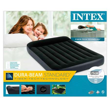 Надувной матрас INTEX кровать с подголовником бим стандарт фул 137х191х25 см