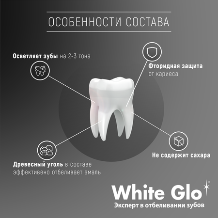 Зубная паста WHITE GLO с углём