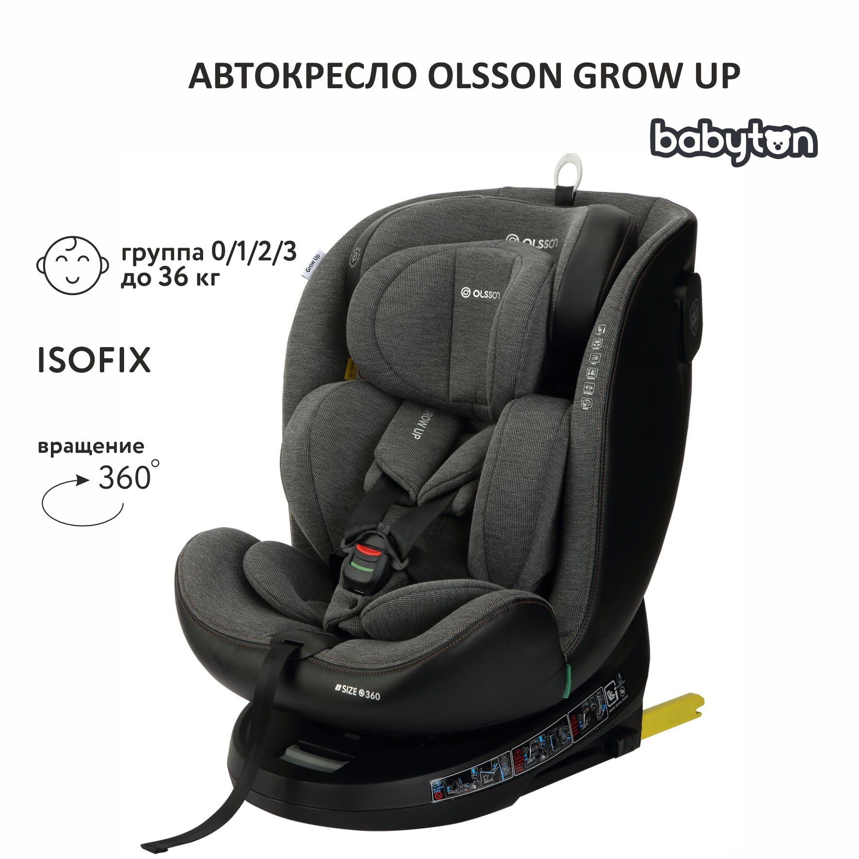 Автокресло Olsson Grow Up Grey купить по цене 12239 ₽ в интернет-магазине Детский  мир