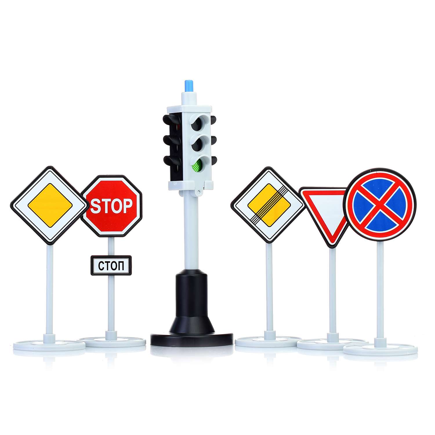 Набор дорожных знаков (14 шт.) Форма + светофор 01182050 - фото 3