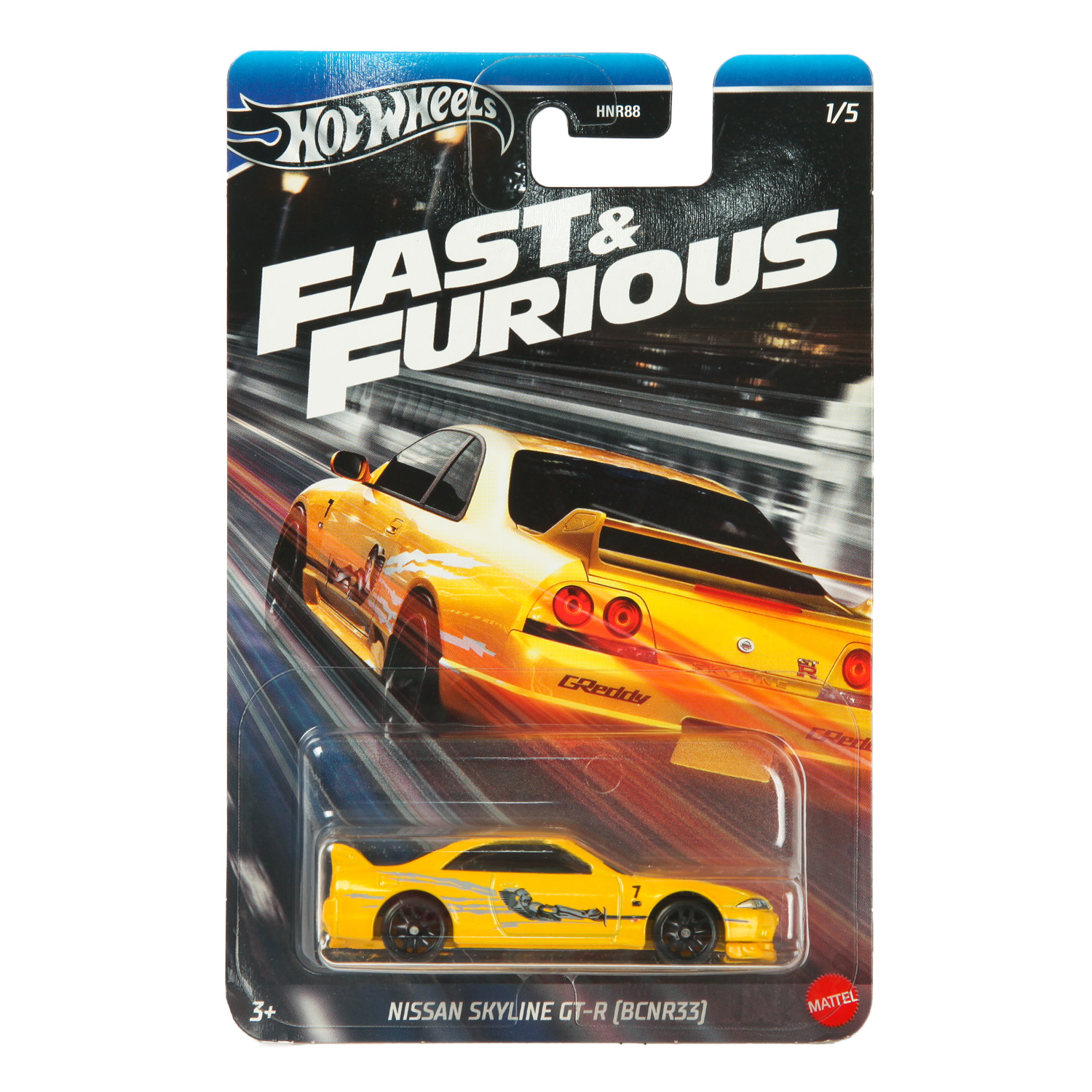 Автомобиль Hot Wheels Fast and Furious 1:64 желтый HNR88 - фото 7