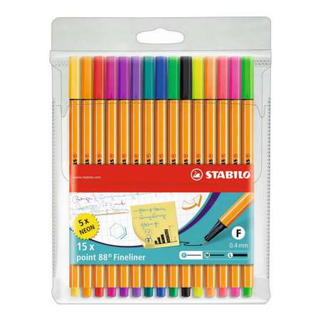 Ручка капиллярная STABILO point 88 15 цветов 8815-1
